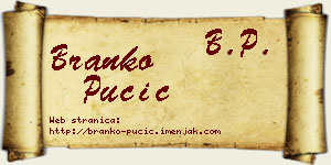 Branko Pučić vizit kartica